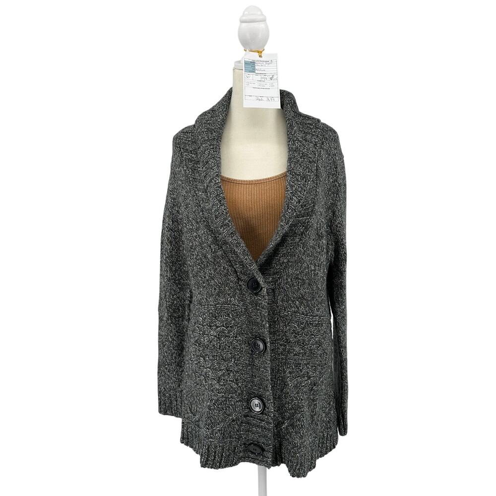 Carolyn Taylor Sweater WMNS M Heather Gray Button Down Knit Long Sleeve Soft